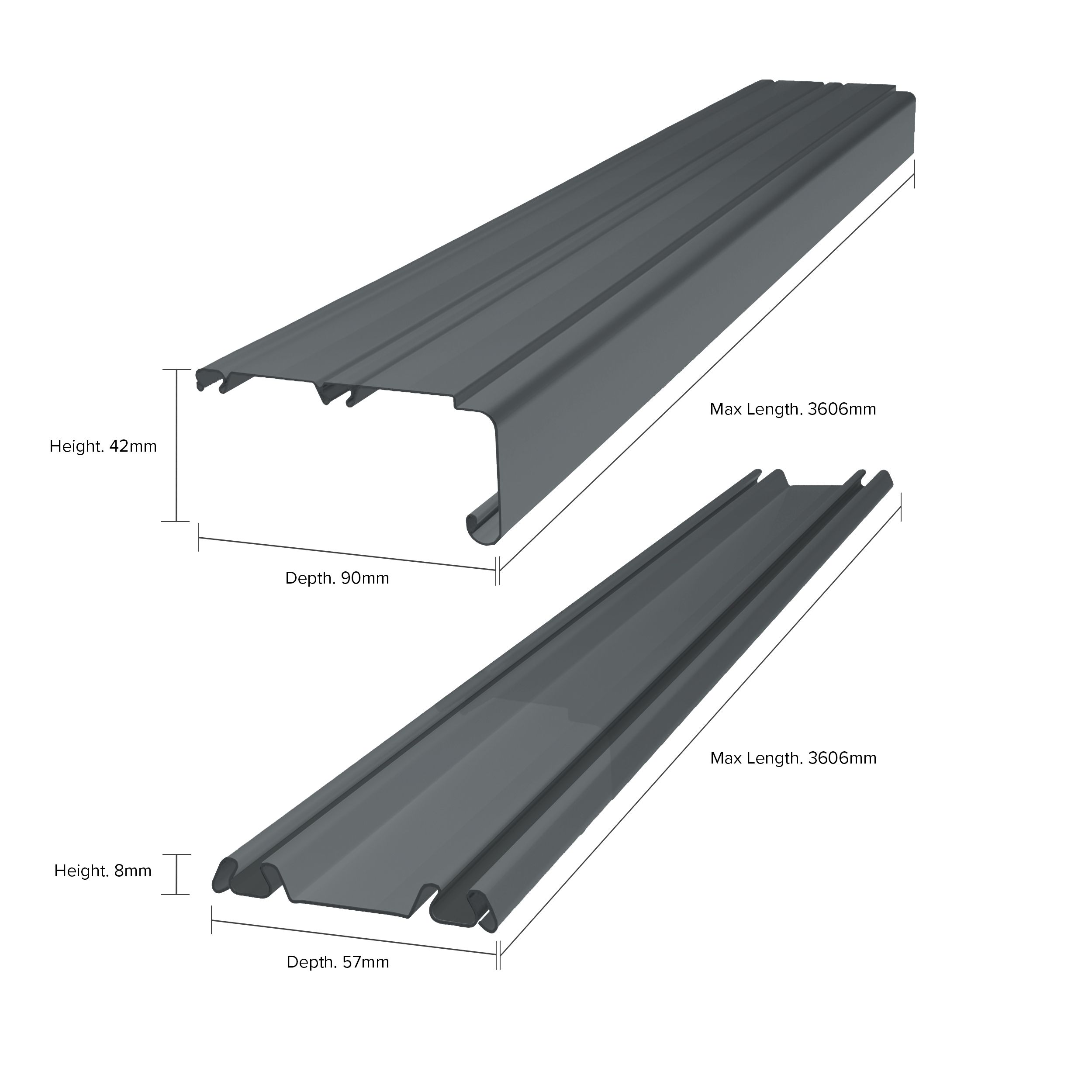 Spacepro Graphite Sliding wardrobe door track set (L)3606mm