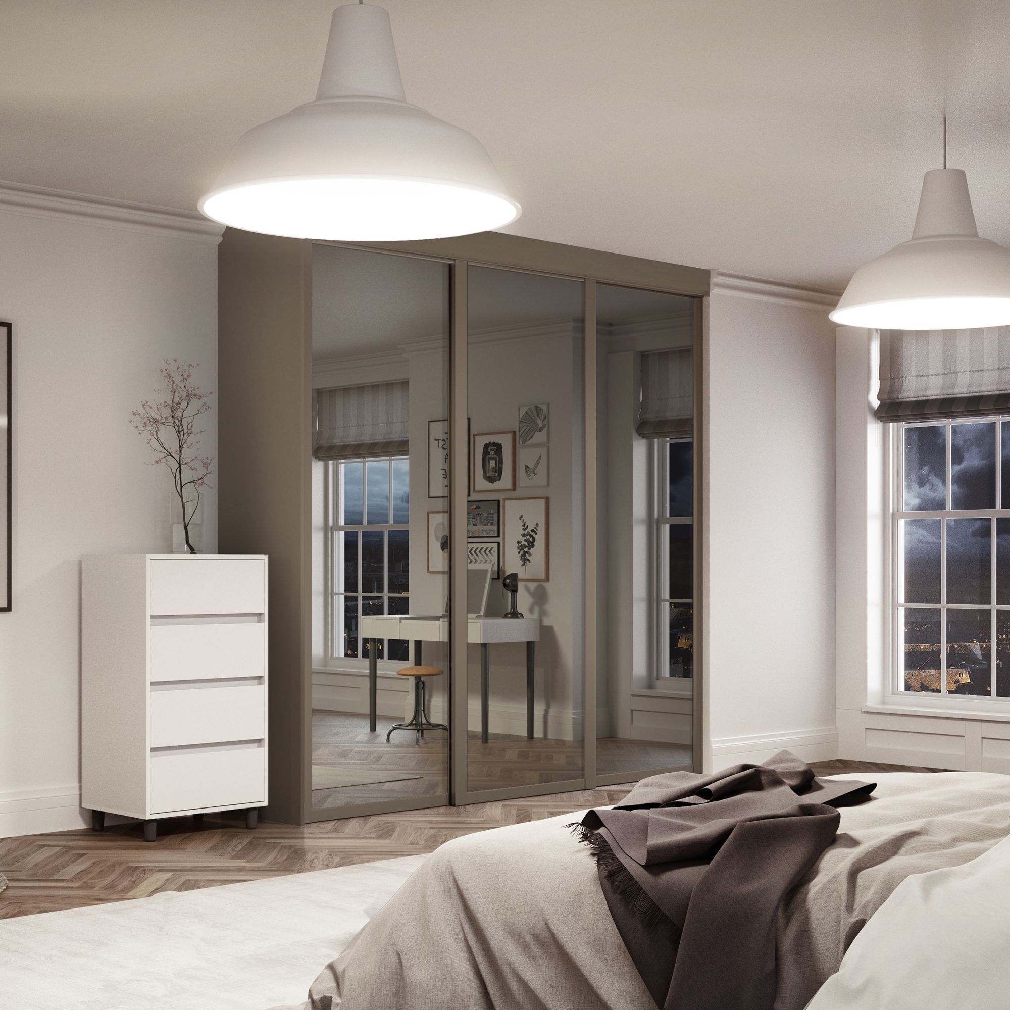 Spacepro Grey stone effect Wardrobe End panel (L)2800mm (W)620mm