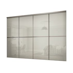 Spacepro Mirror Panelled Arctic white 4 door Sliding Wardrobe Door kit (H)2260mm (W)3008mm