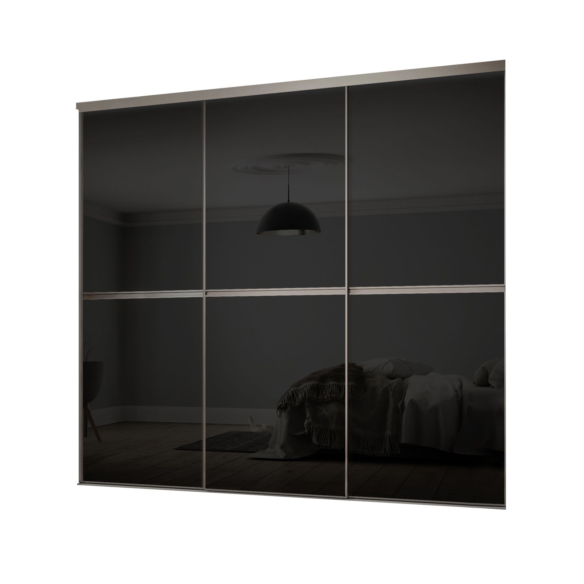 Spacepro Mirror Panelled Black 3 door Sliding Wardrobe Door kit (H)2260mm (W)2246mm