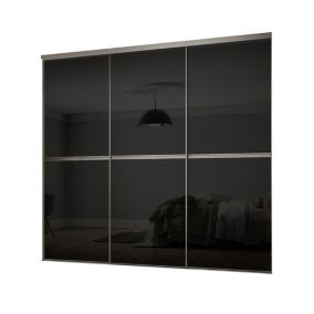 Spacepro Mirror Panelled Black 3 door Sliding Wardrobe Door kit (H)2260mm (W)2246mm