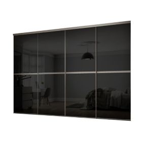 Spacepro Mirror Panelled Black 4 door Sliding Wardrobe Door kit (H)2260mm (W)2400mm