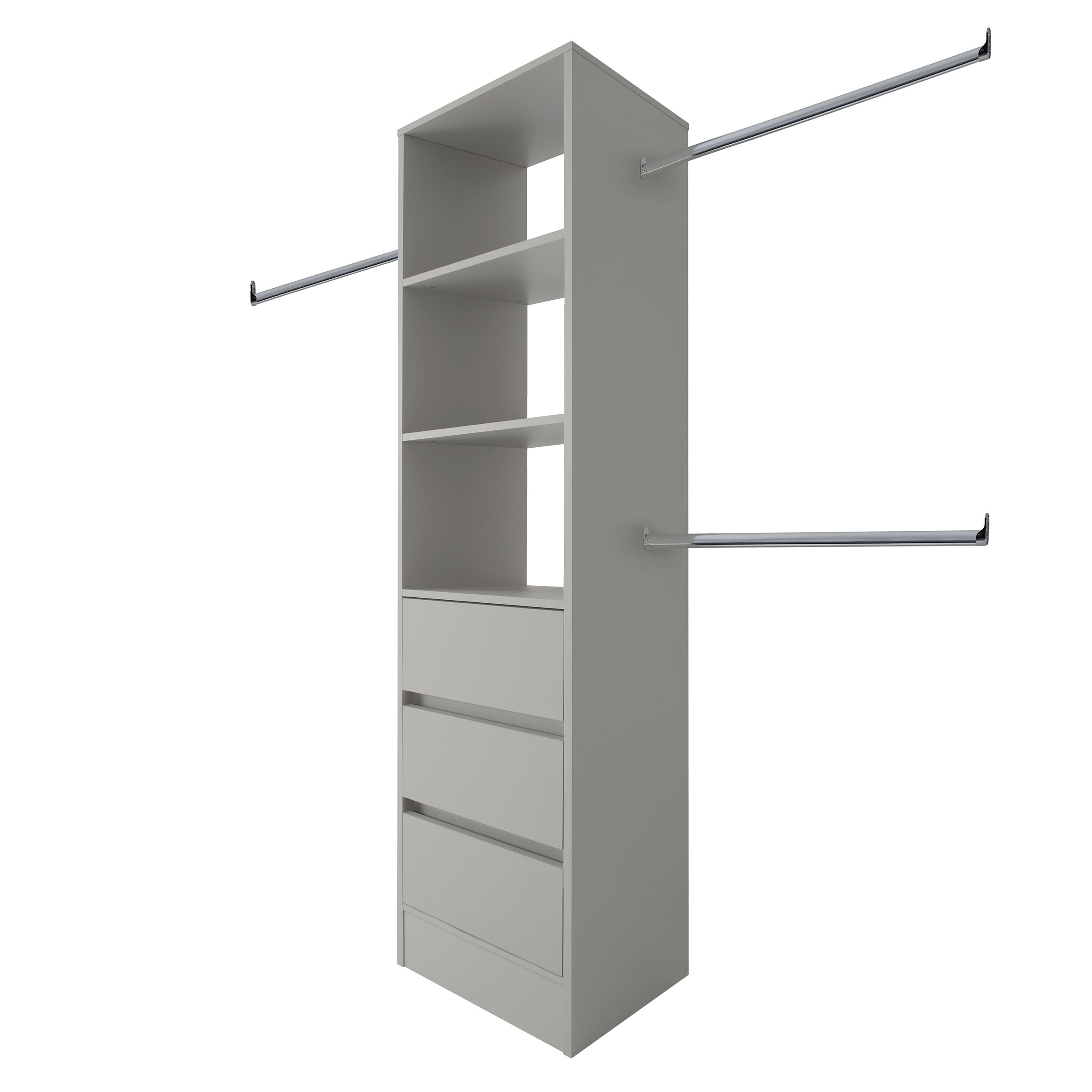 Spacepro Modular Pebble grey 3 Drawer Tower unit (H)2100mm (W)600mm (D ...