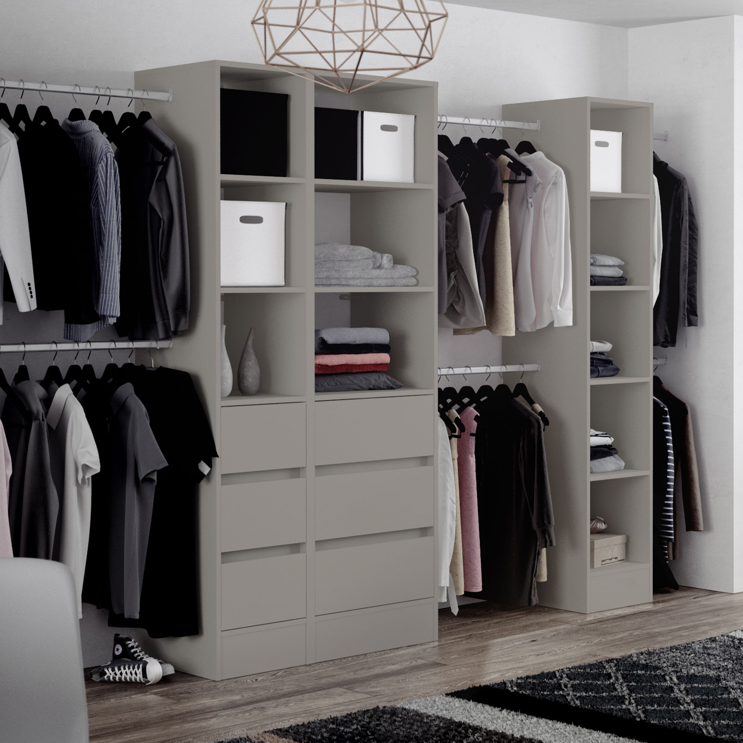 Spacepro Modular Pebble grey Tower unit (H)2100mm (W)450mm (D)500mm