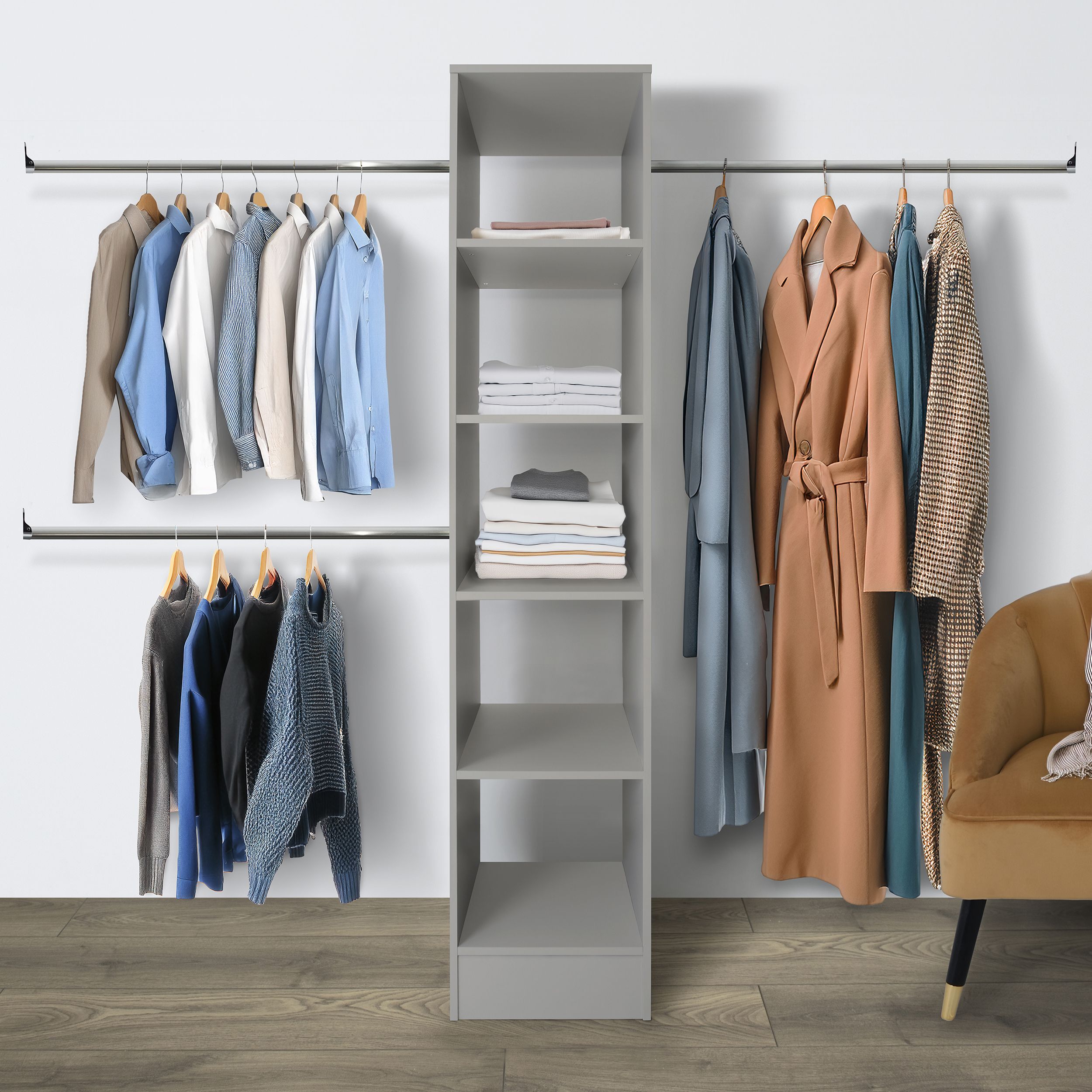 Spacepro Modular Pebble grey Tower unit (H)2100mm (W)450mm (D)500mm