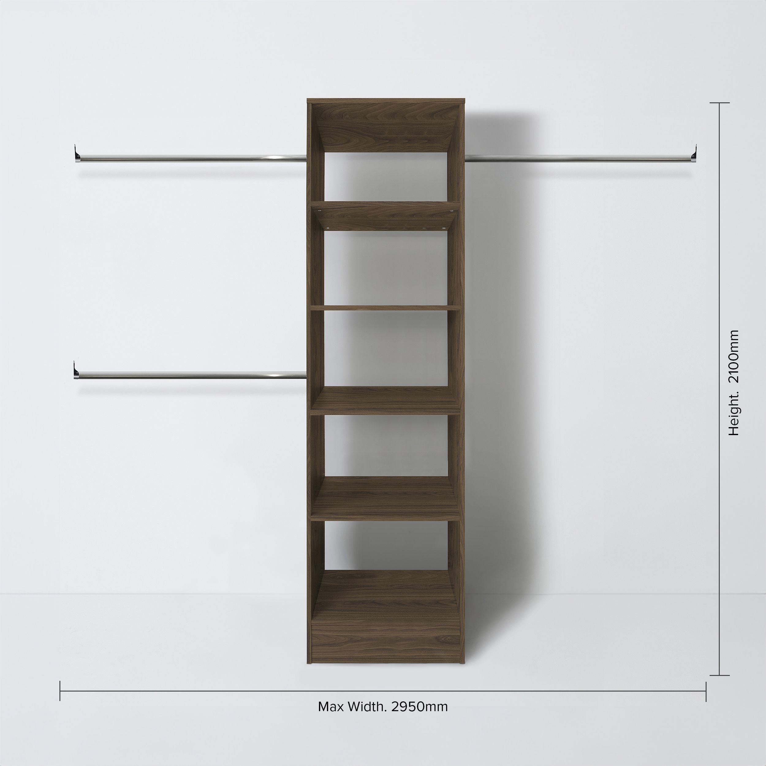 Spacepro Modular Walnut effect Tower unit (H)2100mm (W)600mm (D)500mm