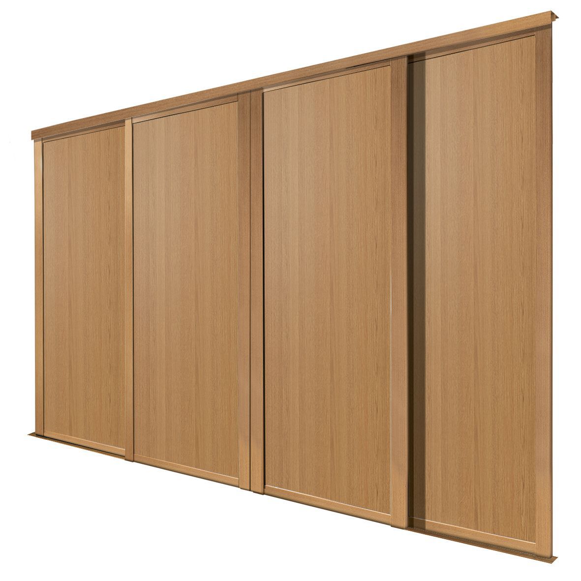 Spacepro Panel Shaker Oak effect 4 door Sliding Wardrobe Door kit (H)2223mm (W)762mm