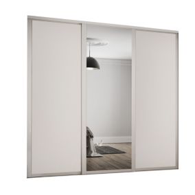 Spacepro Panel Shaker With 1 mirror door Cashmere 3 door Sliding Wardrobe Door kit (H)2260mm (W)2592mm