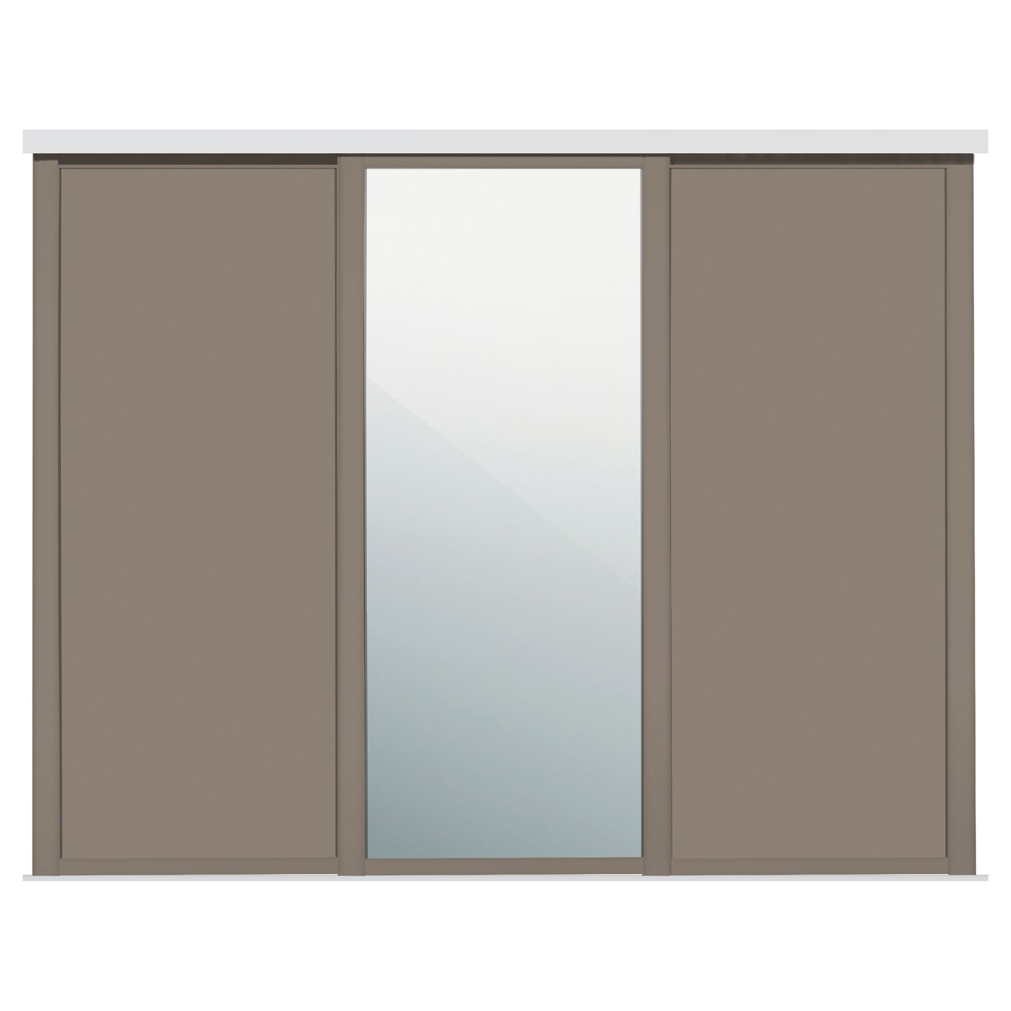 Spacepro Panel Shaker With 1 mirror door Stone grey 3 door Sliding Wardrobe Door kit (H)2260mm (W)1680mm