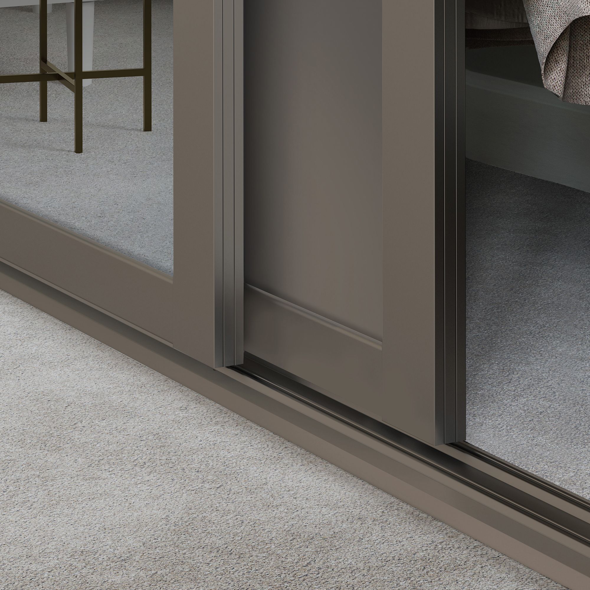 Spacepro Panel Shaker With 1 mirror door Stone grey 3 door Sliding Wardrobe Door kit (H)2260mm (W)1680mm