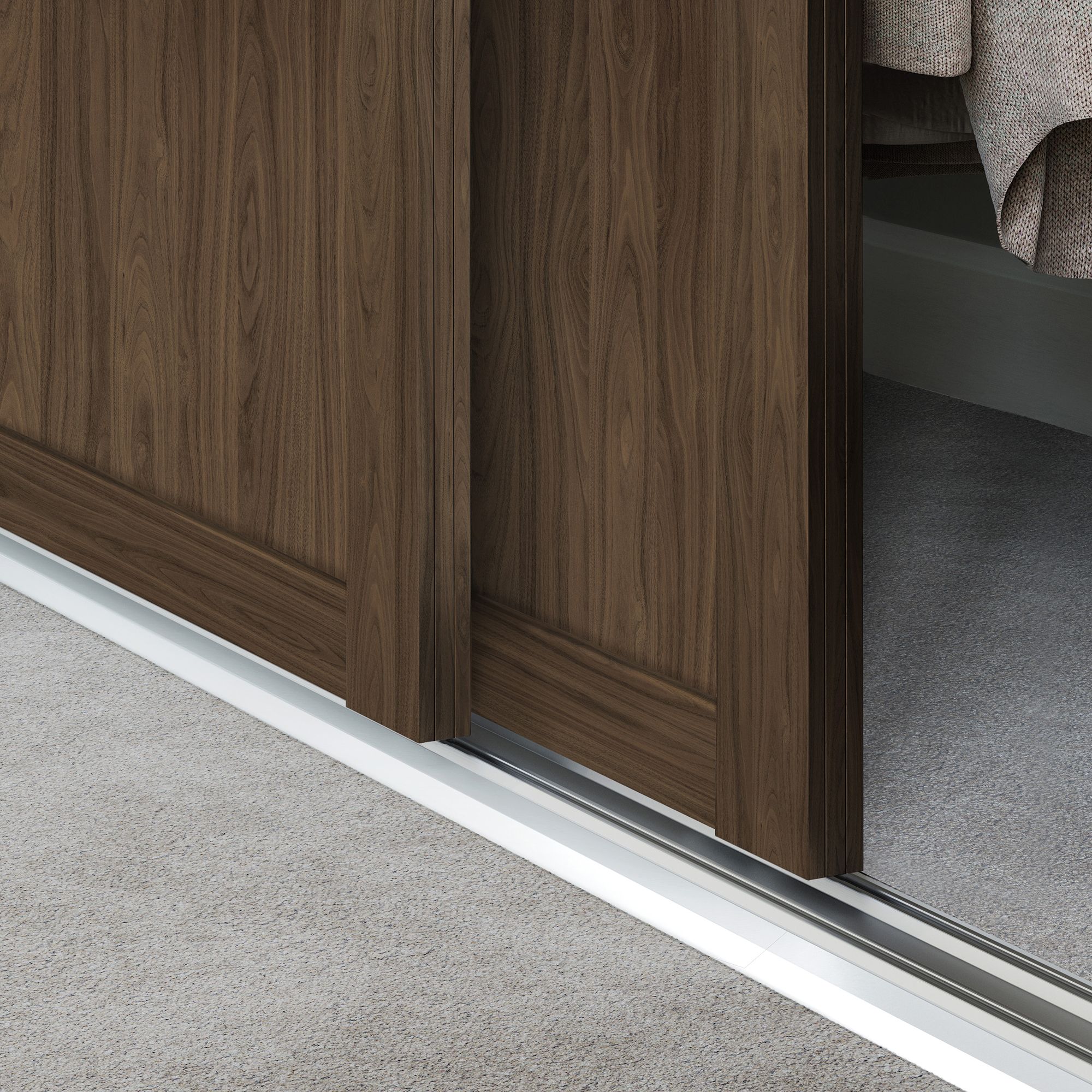 Spacepro Shaker 1 Panel Matt carini walnut effect Sliding wardrobe door (H)2220mm (W)610mm