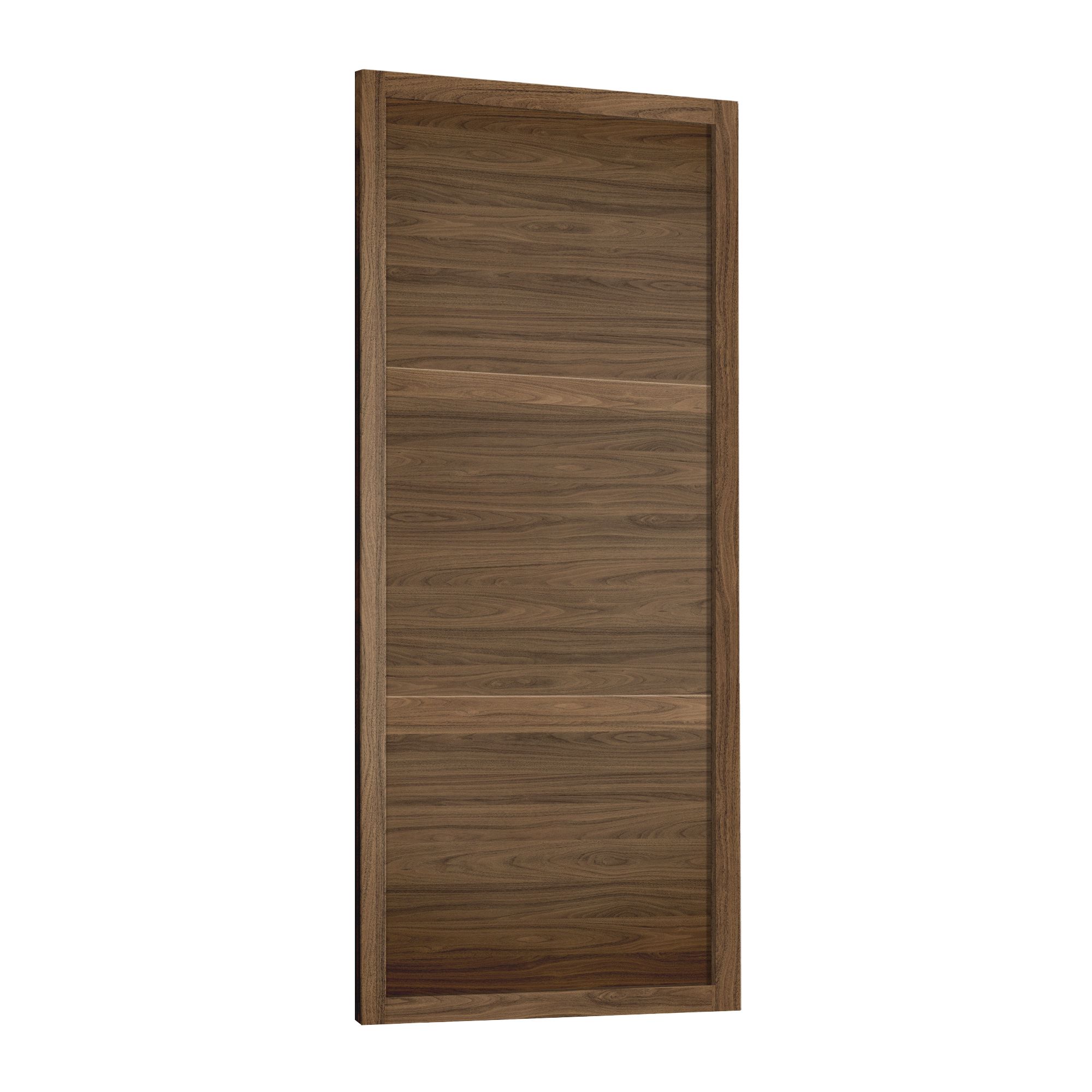 Spacepro Shaker Matt Carini walnut effect frame 3 panel Sliding wardrobe door, (H)2220mm (W) 914mm