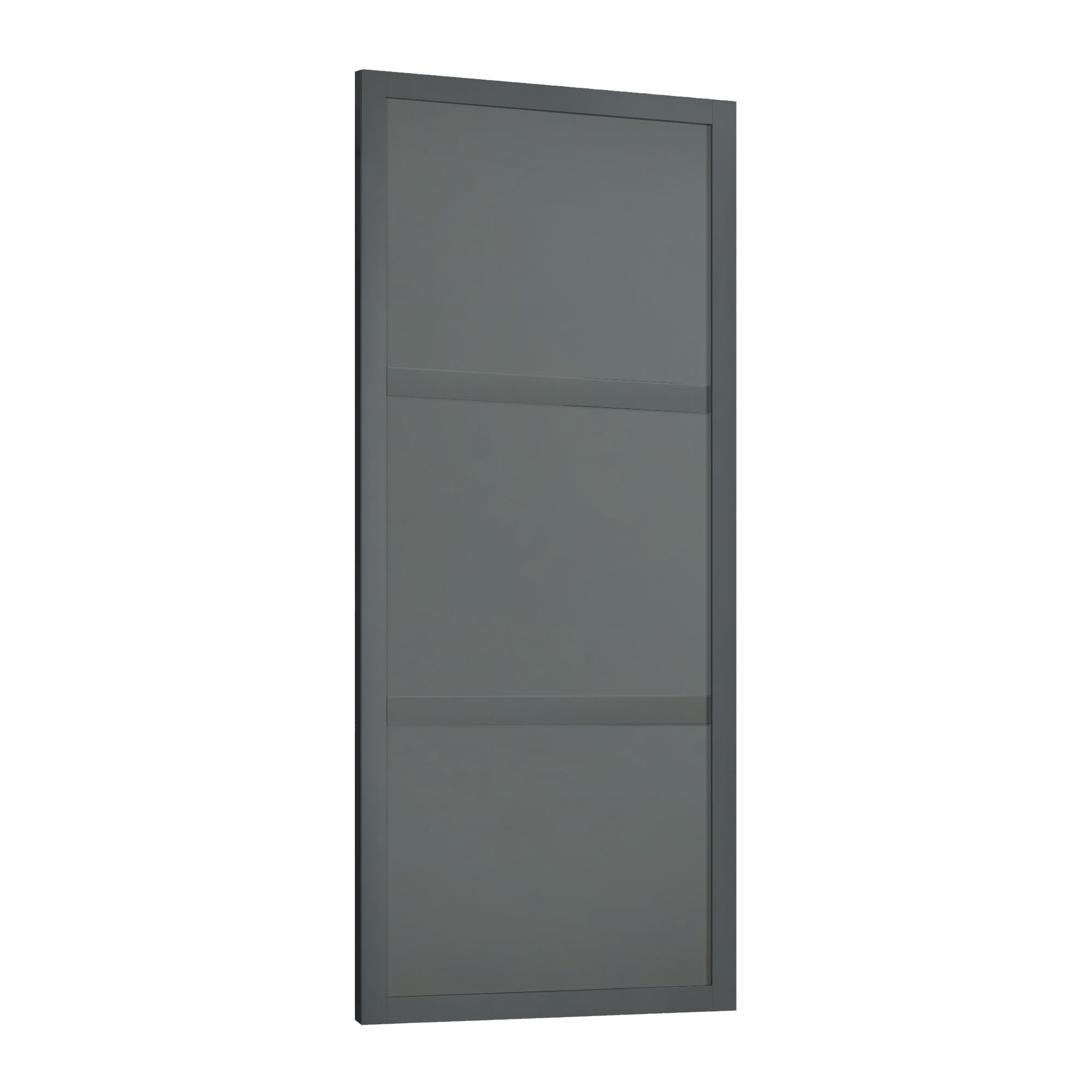Spacepro Shaker Matt Dark Grey 3 panel 1 mirror Sliding wardrobe door (H) 2220mm x (W) 914mm