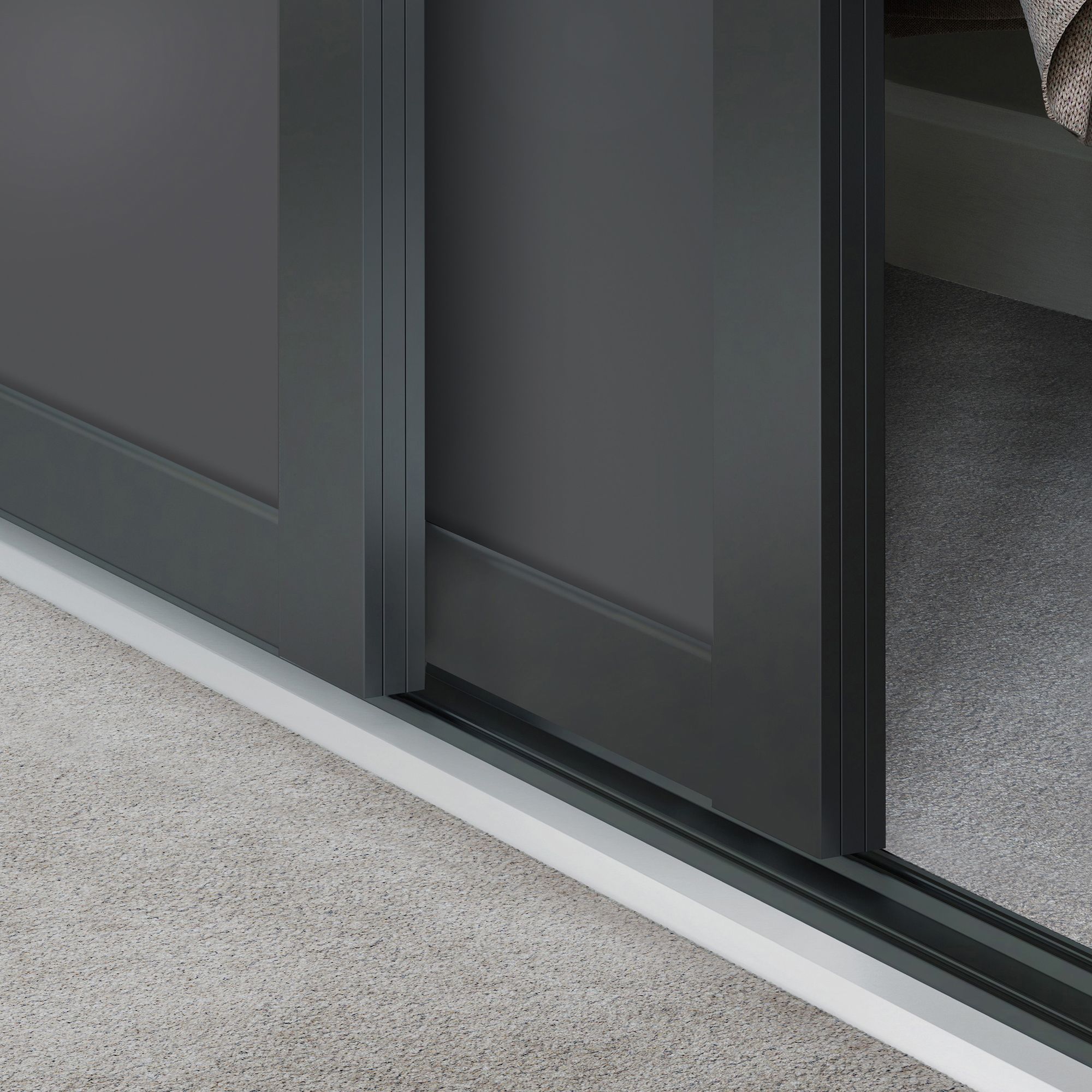 Spacepro Shaker Matt Graphite frame 3 panel Sliding wardrobe door, (H)2220mm (W) 610mm
