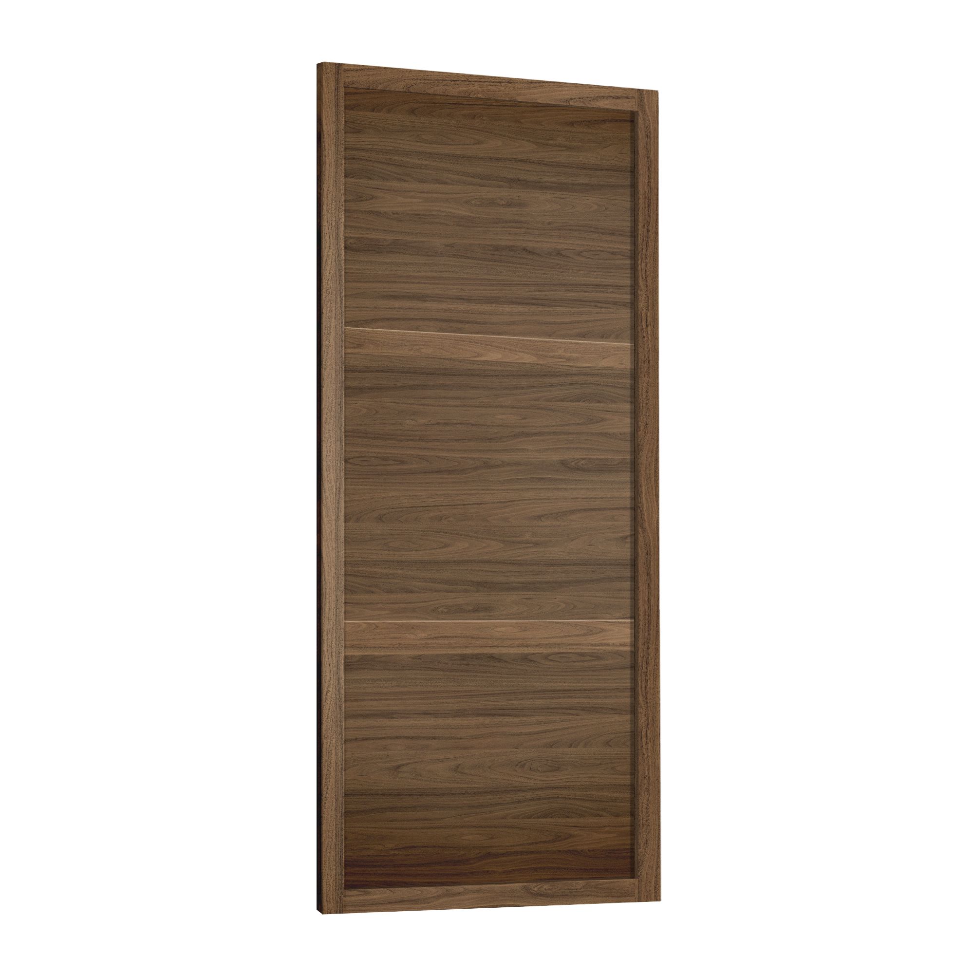 Spacepro Shaker Matt Walnut effect 3 panel Sliding wardrobe door (H) 2220mm x (W) 762mm