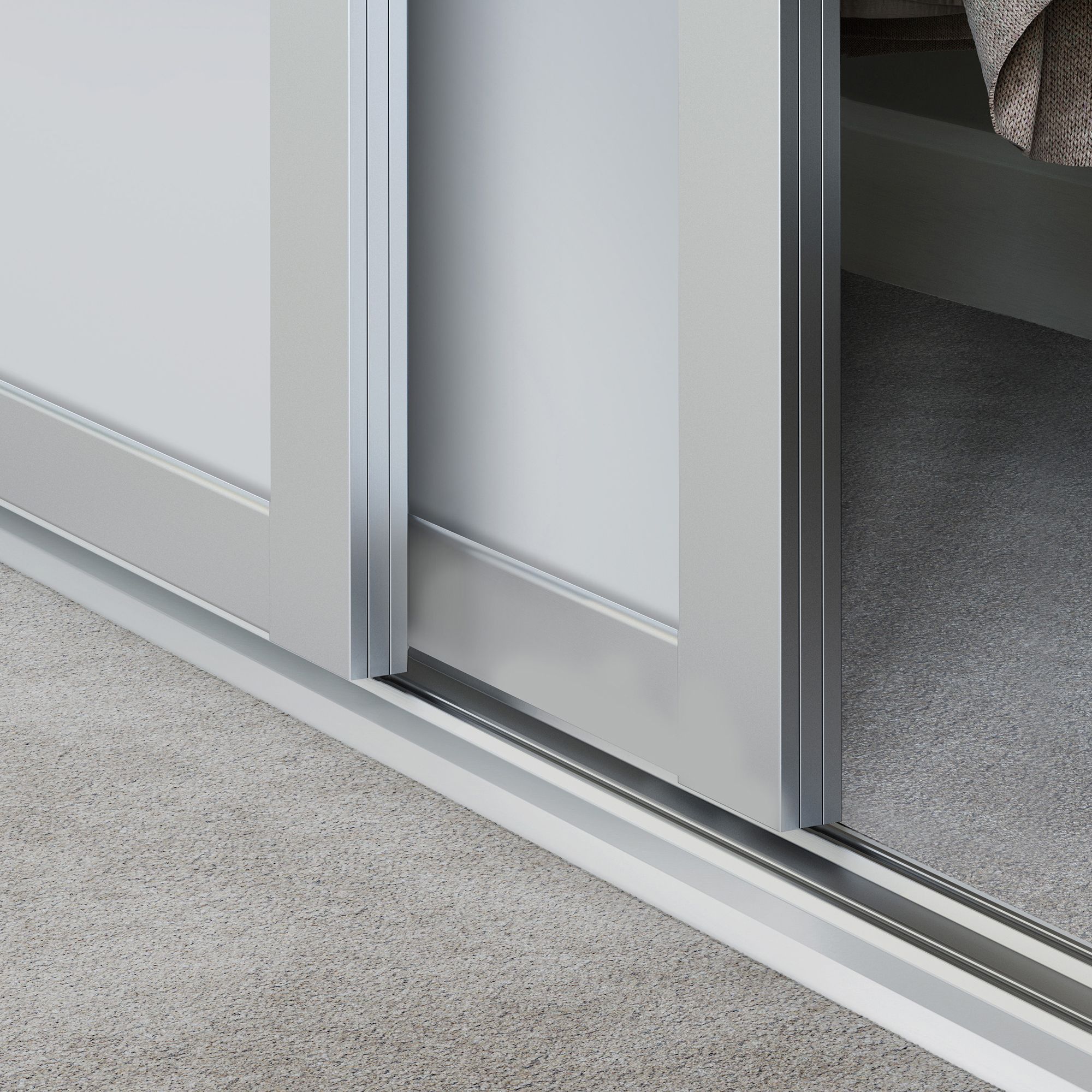 Spacepro Shaker Matt White frame Single panel Sliding wardrobe door, (H)2220mm (W) 610mm Set of 2