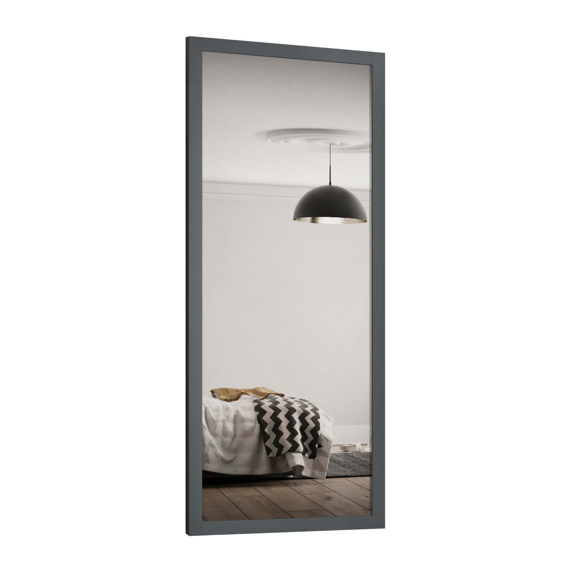 Spacepro Shaker Mirrored Classic Graphite frame Single panel Sliding wardrobe door, (H)2220mm (W) 914mm