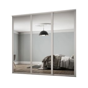 Spacepro Shaker Mirrored Dove grey 3 door Sliding Wardrobe Door kit (H)2260mm (W)1680mm