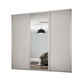Spacepro Shaker Mirrored Dove grey 3 door Sliding Wardrobe Door kit (H)2260mm (W)1680mm