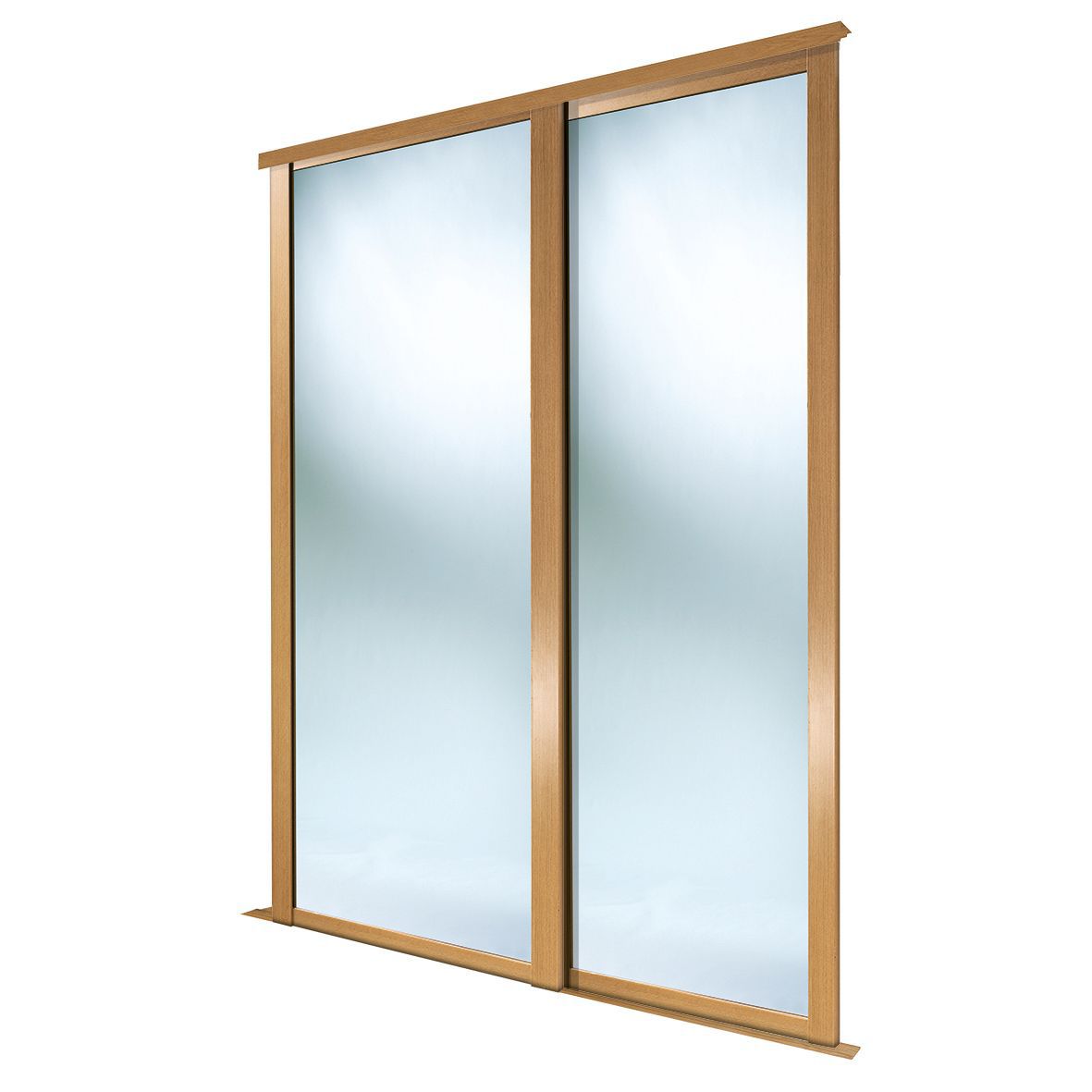 Spacepro Shaker Mirrored Gloss oak effect 2 Sliding Wardrobe Door kit (H)2220mm (W)914mm