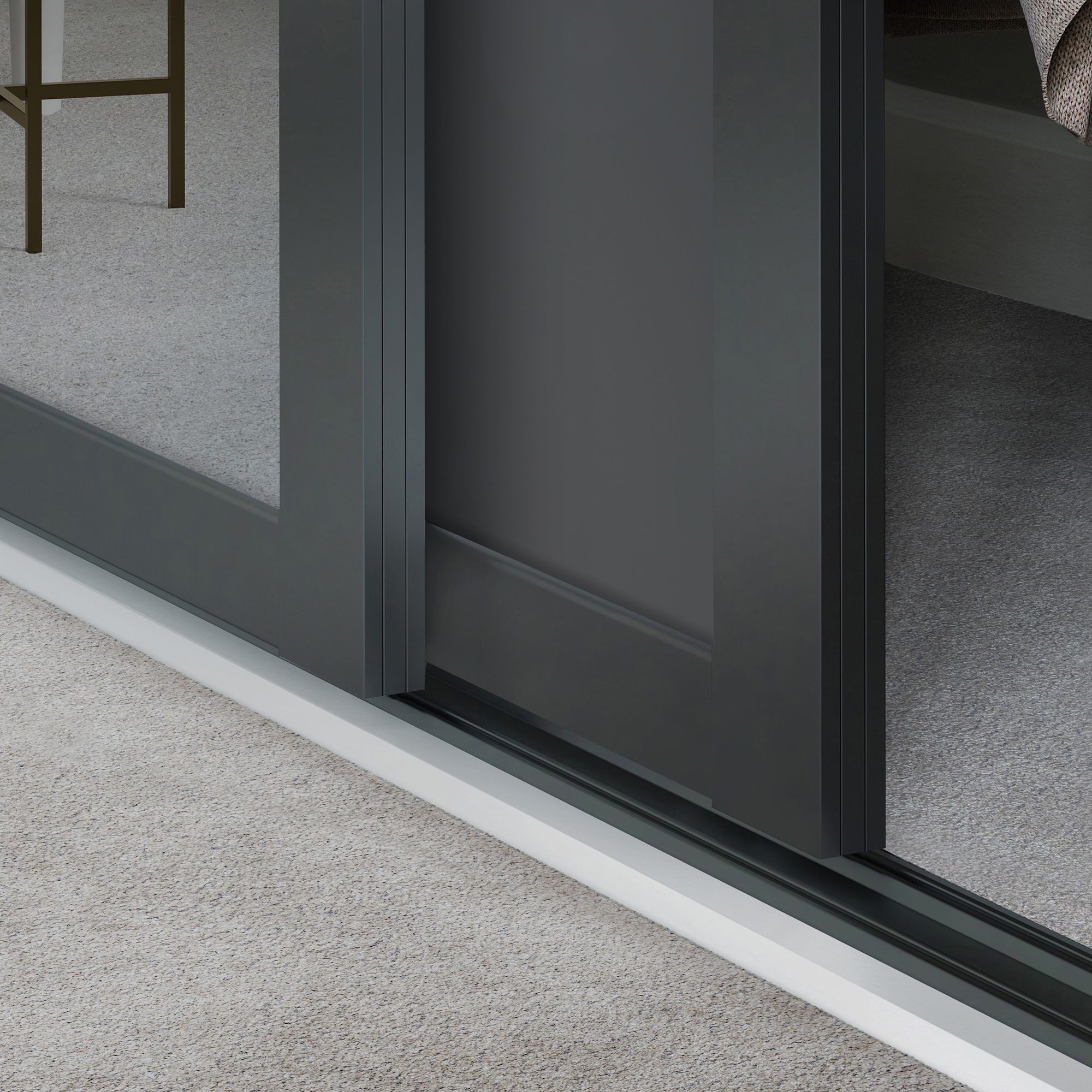 Spacepro Shaker Mirrored Graphite frame Single panel Sliding wardrobe door, (H)2220mm (W) 610mm Set of 3