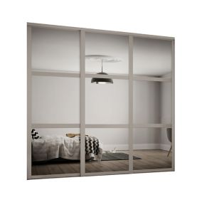 Spacepro Shaker Mirrored Matt stone grey 3 door Sliding Door kit (H)2260mm (W)2592mm