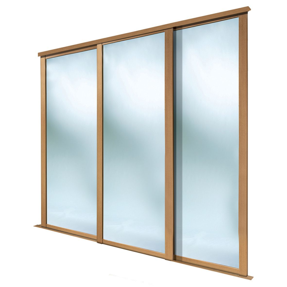 Spacepro Shaker Mirrored Oak effect 3 door Sliding Wardrobe Door kit (H)2260mm (W)1680mm