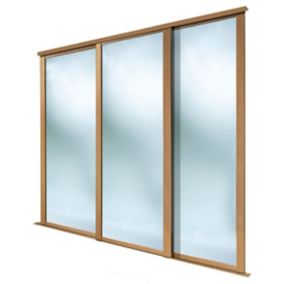 Spacepro Shaker Mirrored Oak effect 3 door Sliding Wardrobe Door kit (H)2260mm (W)2592mm