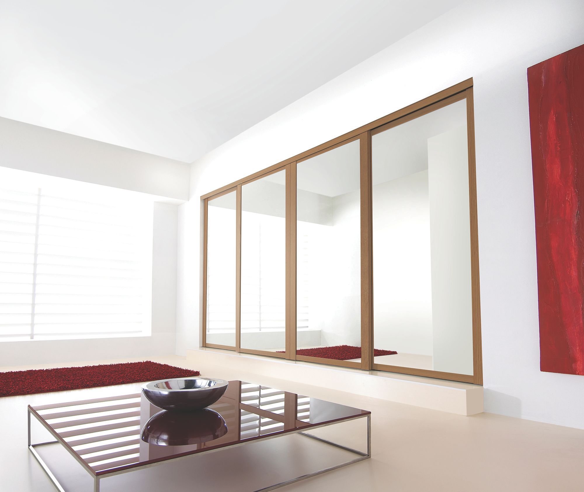 Spacepro Shaker Mirrored Oak effect 4 door Sliding Wardrobe Door kit (H)2260mm (W)610mm