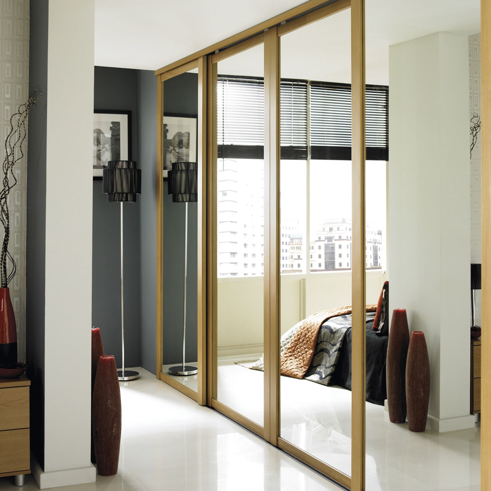 B&q value mirror sliding deals wardrobe doors