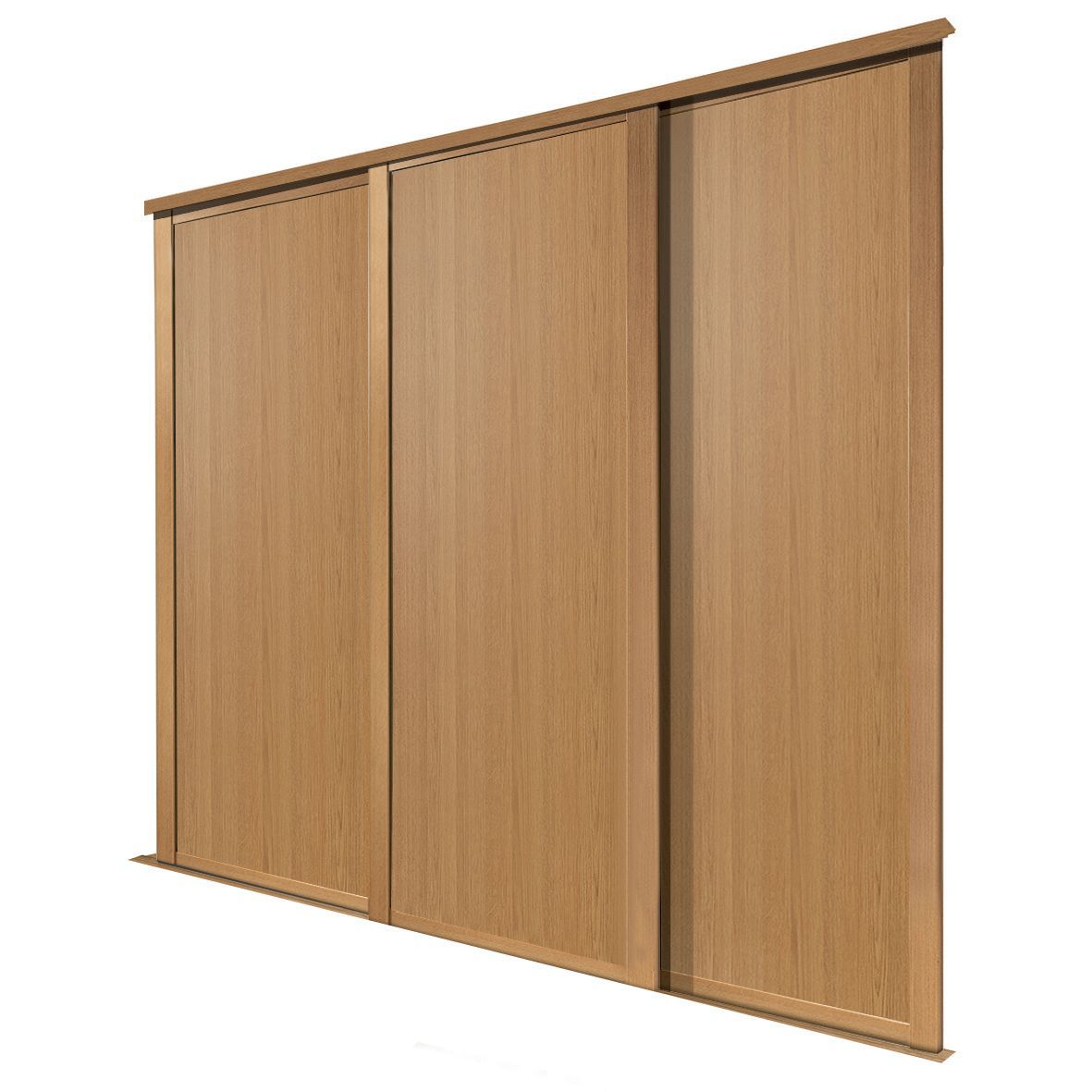 Spacepro Shaker Panel Shaker Non-mirrored Matt oak effect 3 Sliding Wardrobe Door kit (H)2220mm (W)914mm