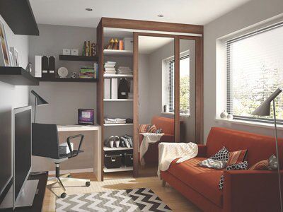 Spacepro Shaker Walnut effect Single panel Mirrored Sliding wardrobe door, (H)2223mm (W) 762mm Pack of 2