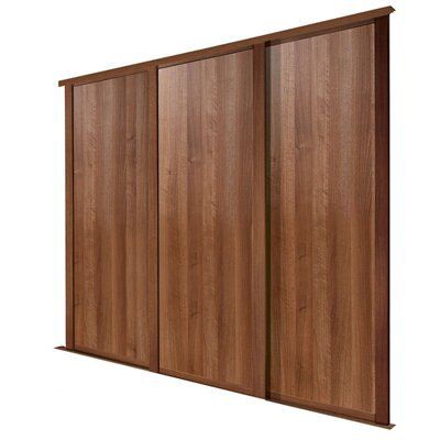 Spacepro Shaker Walnut effect Single panel Sliding wardrobe door, (H)2223mm (W) 914mm Pack of 3
