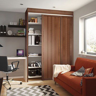 Spacepro Shaker Walnut effect Sliding wardrobe door, (H)2220mm (W) 914mm