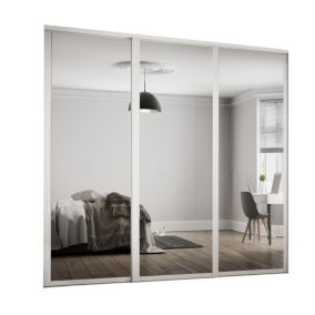 Spacepro Shaker With 3 mirror doors White 3 door Sliding Wardrobe Door kit (H)2260mm (W)1680mm