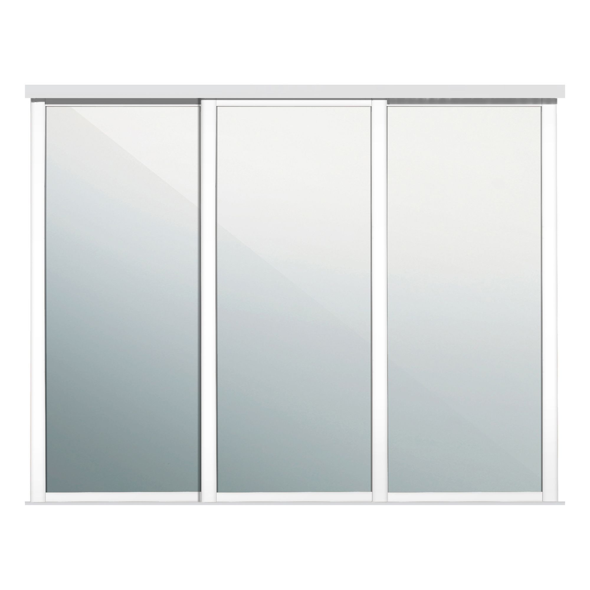 Spacepro Shaker With 3 mirror doors White 3 door Sliding Wardrobe Door kit (H)2260mm (W)2592mm