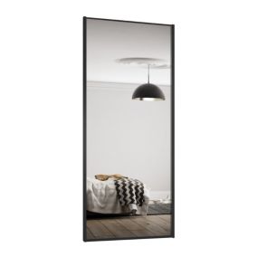 Spacepro Sliding Wardrobes Full length Mirror Black frame Single panel Mirrored door, (H) 2220mm x (W) 914mm