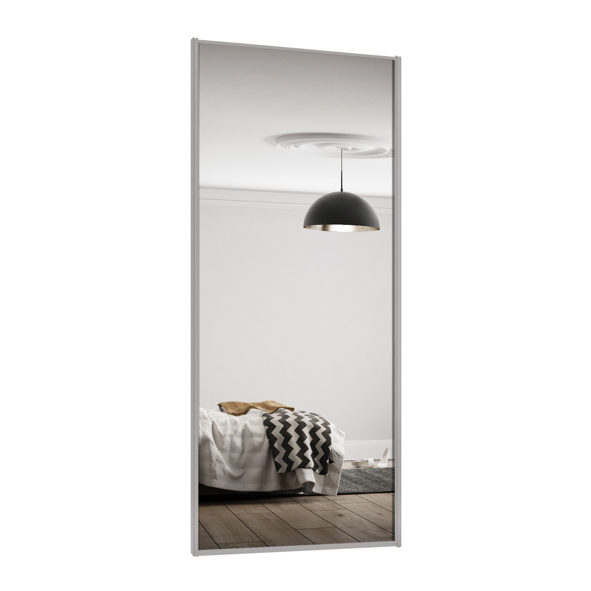 Spacepro Sliding Wardrobes Full length Mirror Cashmere frame Single panel Mirrored door, (H) 2220mm x (W) 914mm