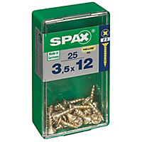 Spax PZ Flat countersunk Steel Screw (Dia)3.5mm (L)12mm, Pack of 25