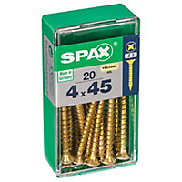 Spax PZ Flat countersunk Steel Screw (Dia)4mm (L)45mm, Pack of 20