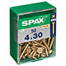 Spax Steel Screw (Dia)4mm (L)30mm, Pack of 50