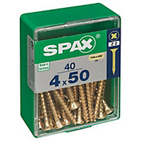 Spax Steel Screw (Dia)4mm (L)50mm, Pack of 40