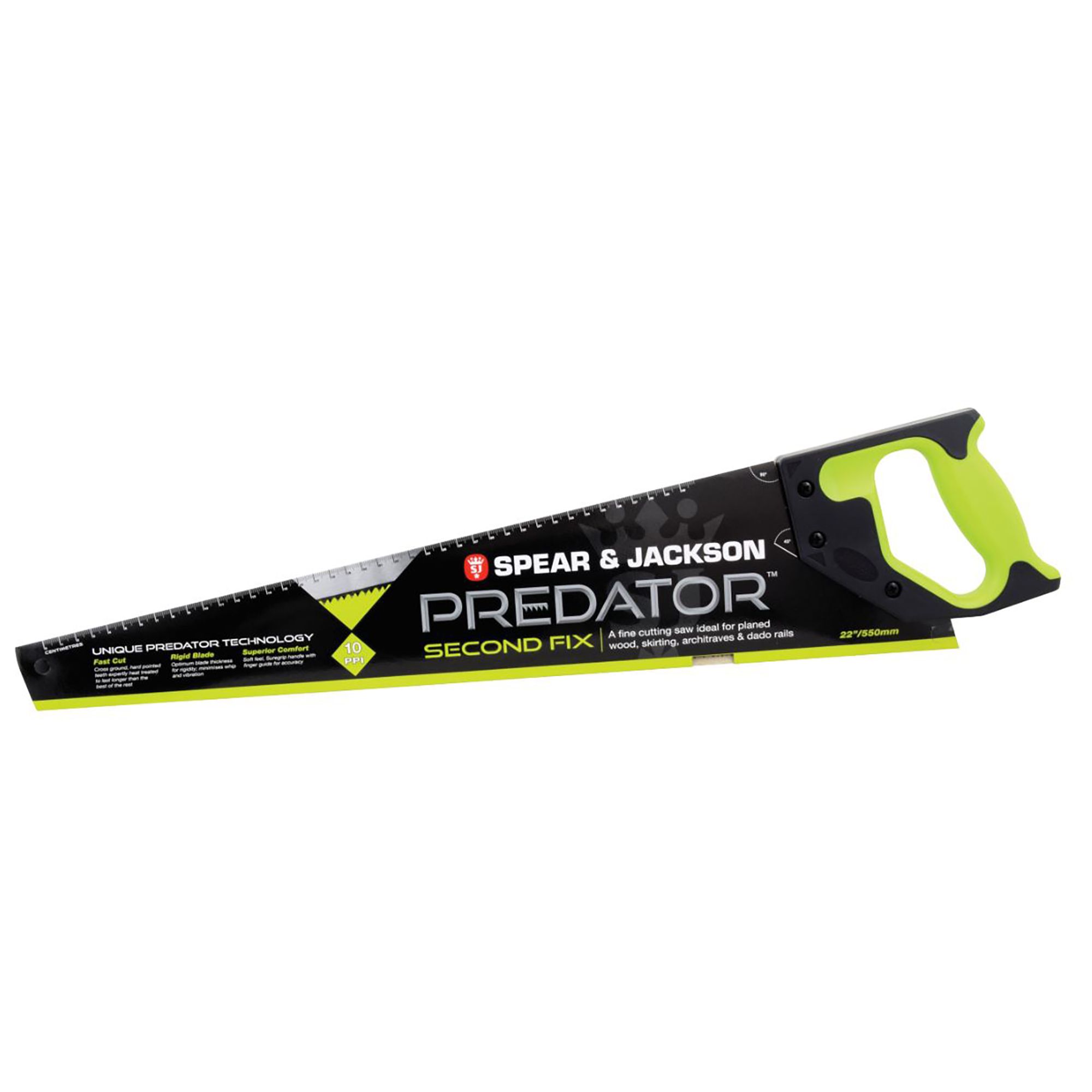 Spear & Jackson Predator 558.8mm Universal Ergonomic bi-material comfort grip Wood saw, 10 TPI