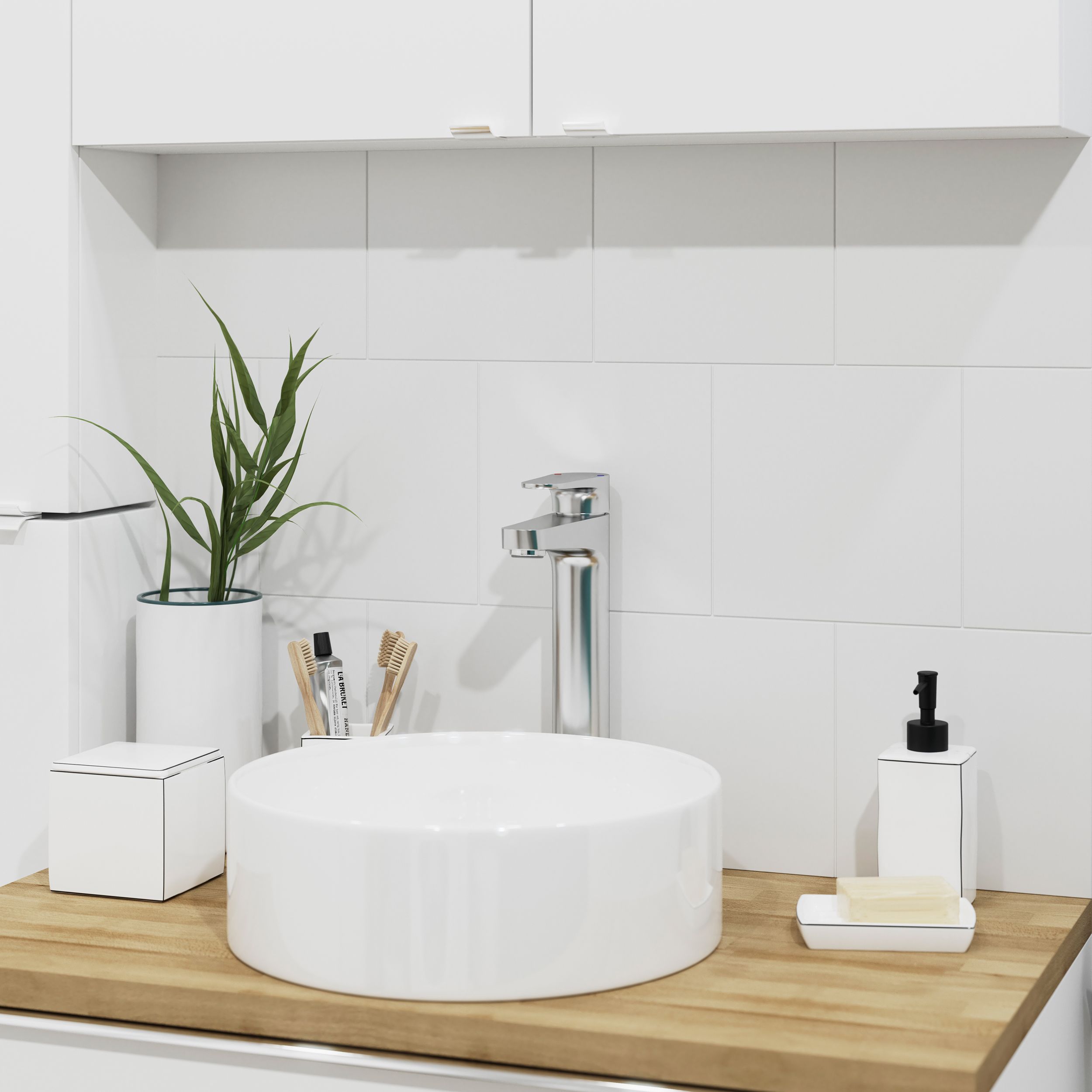 Spezzia White Gloss Flat Glossy Ceramic Indoor Wall Tile, Pack of 20, (L)250mm (W)200mm