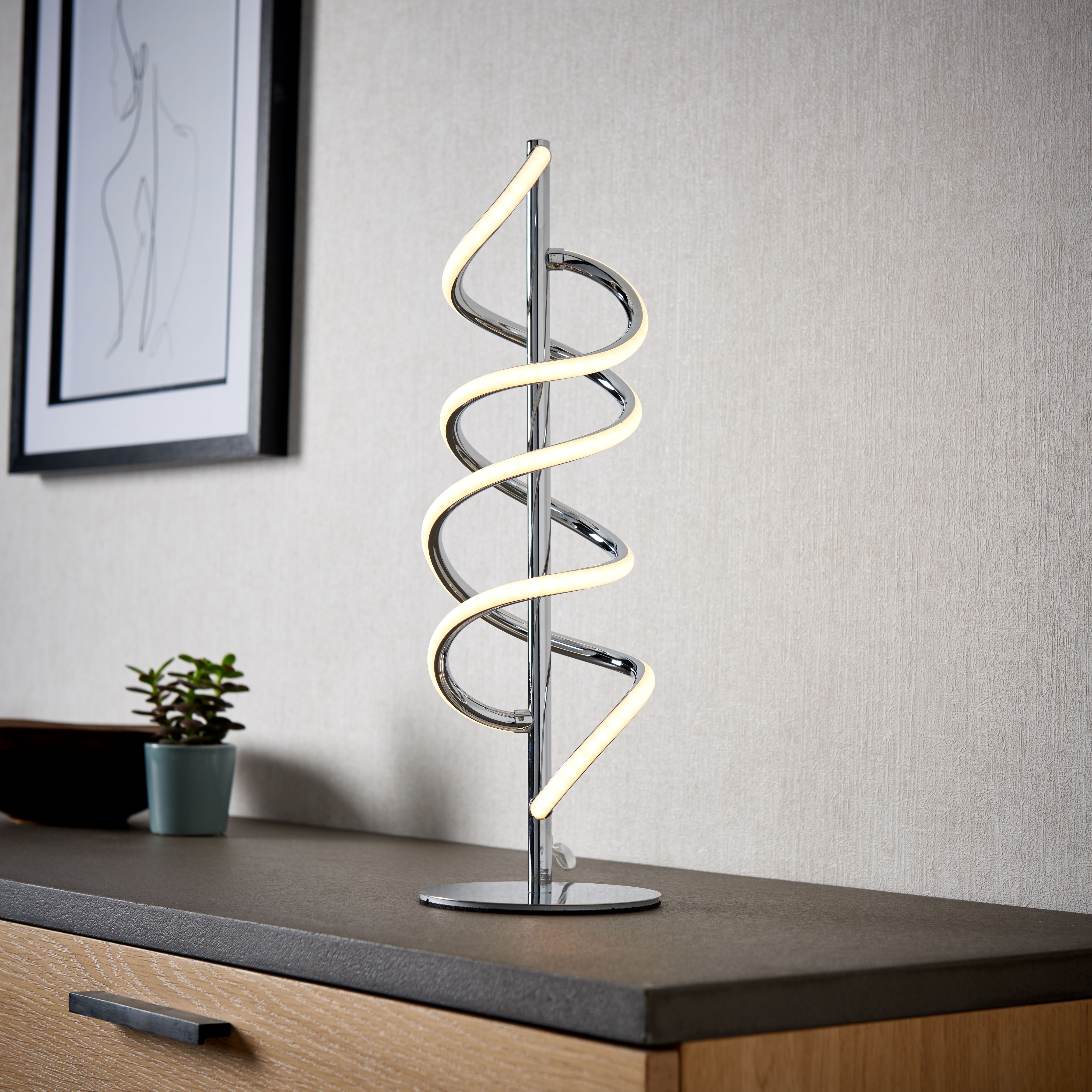 Spiral Chrome effect Table lamp