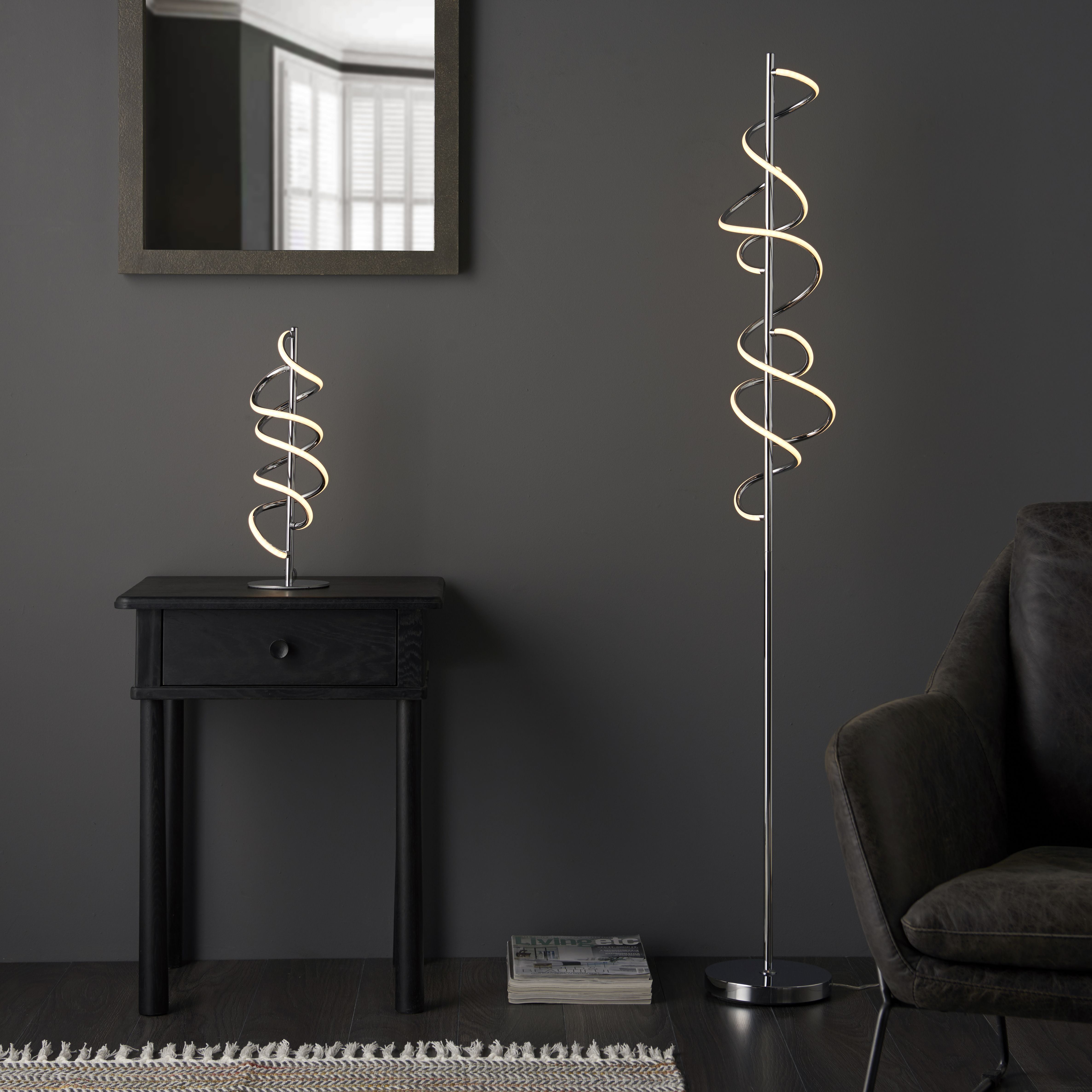 Spiral Chrome effect Table lamp