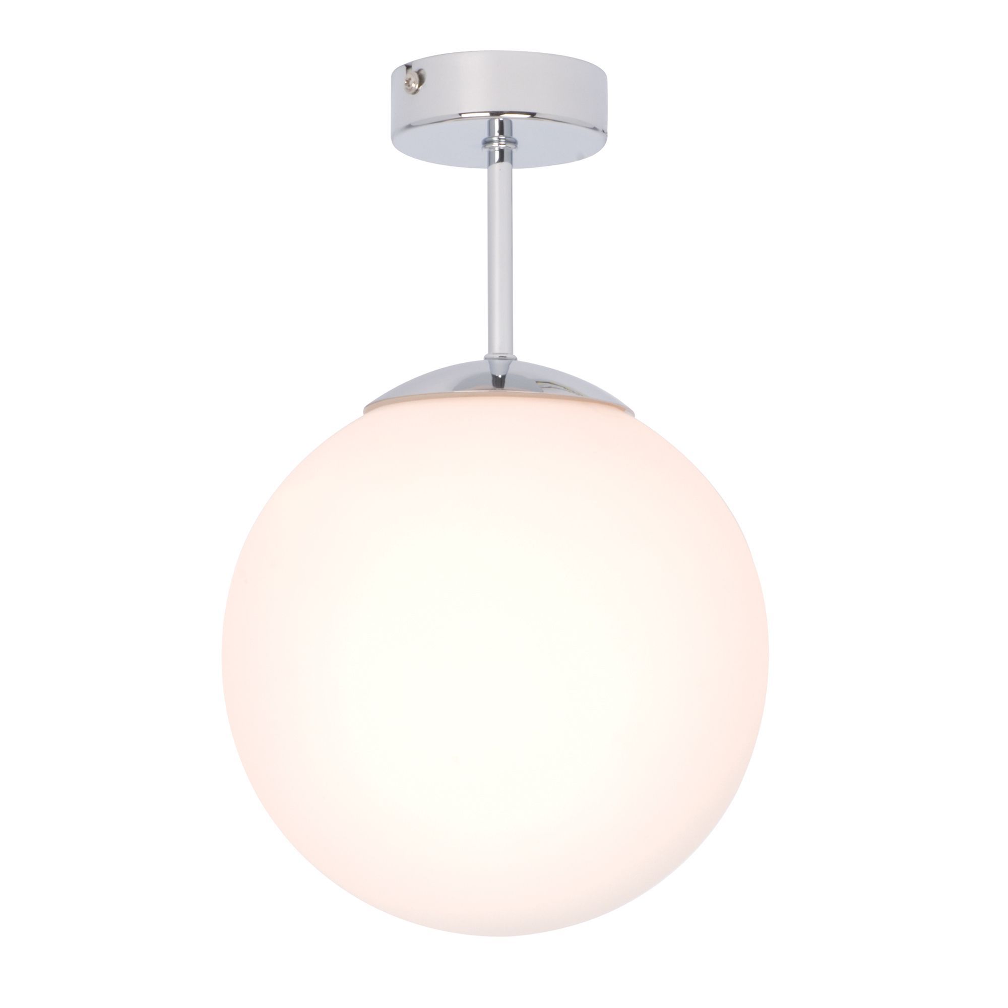 Splash Semi-flush Glass & steel Chrome effect Bathroom Ceiling light