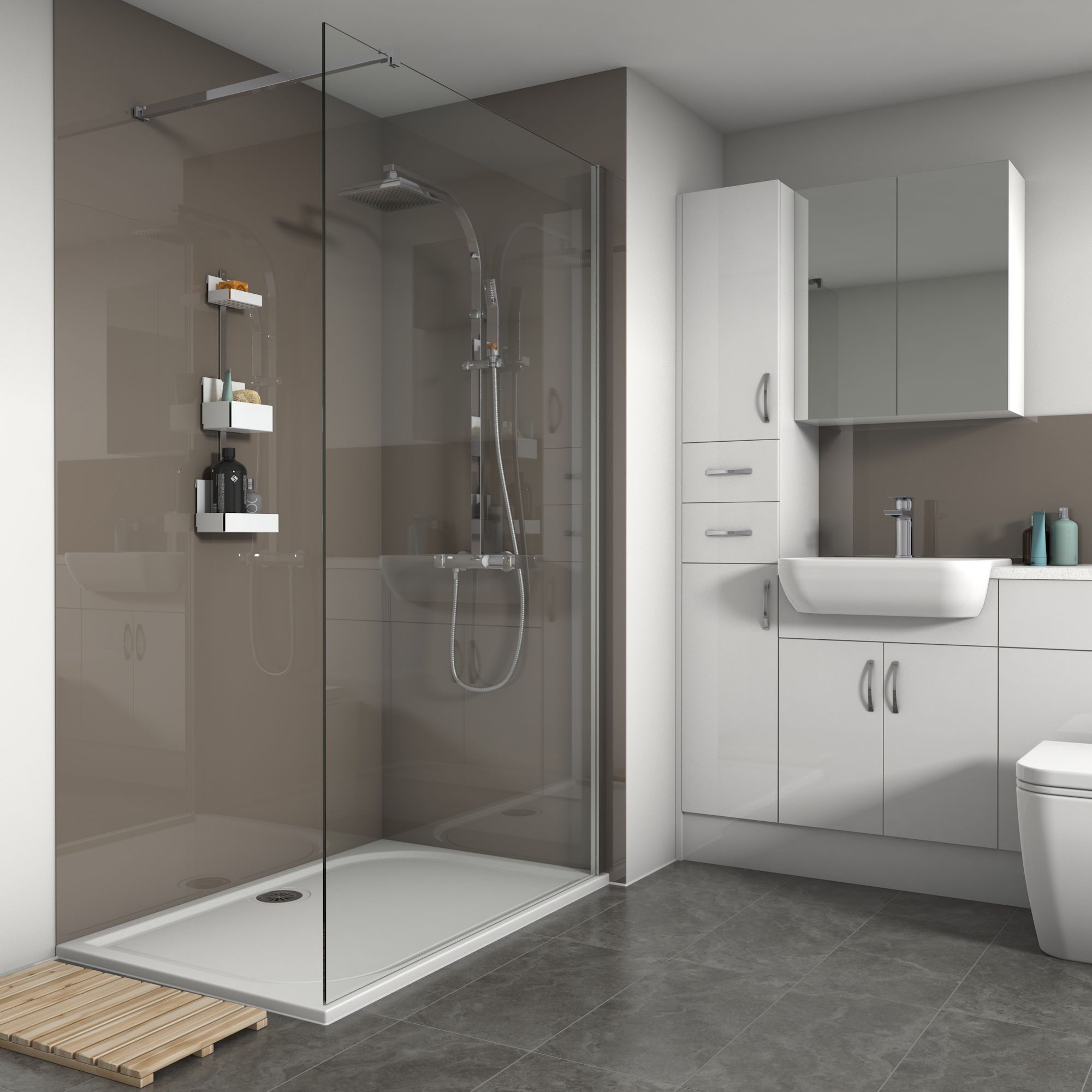 Splashwall 2 panel Acrylic Panel kit (L)2420mm (W)1200mm - Hessian