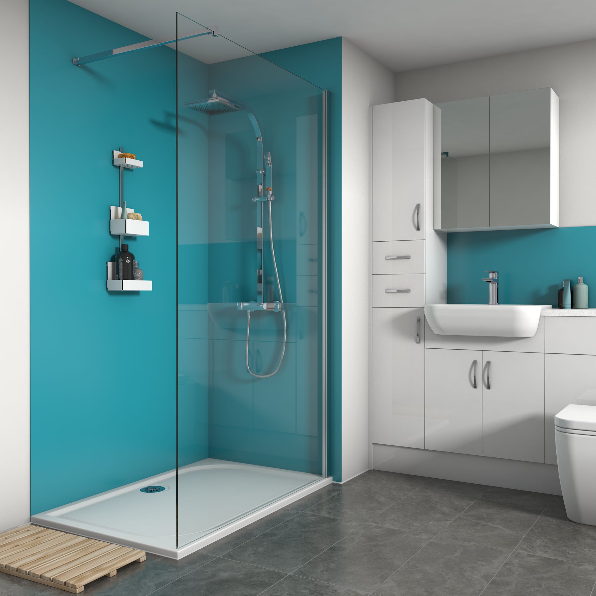Splashwall 2 panel Acrylic Panel kit (L)2420mm (W)1200mm - Ocean