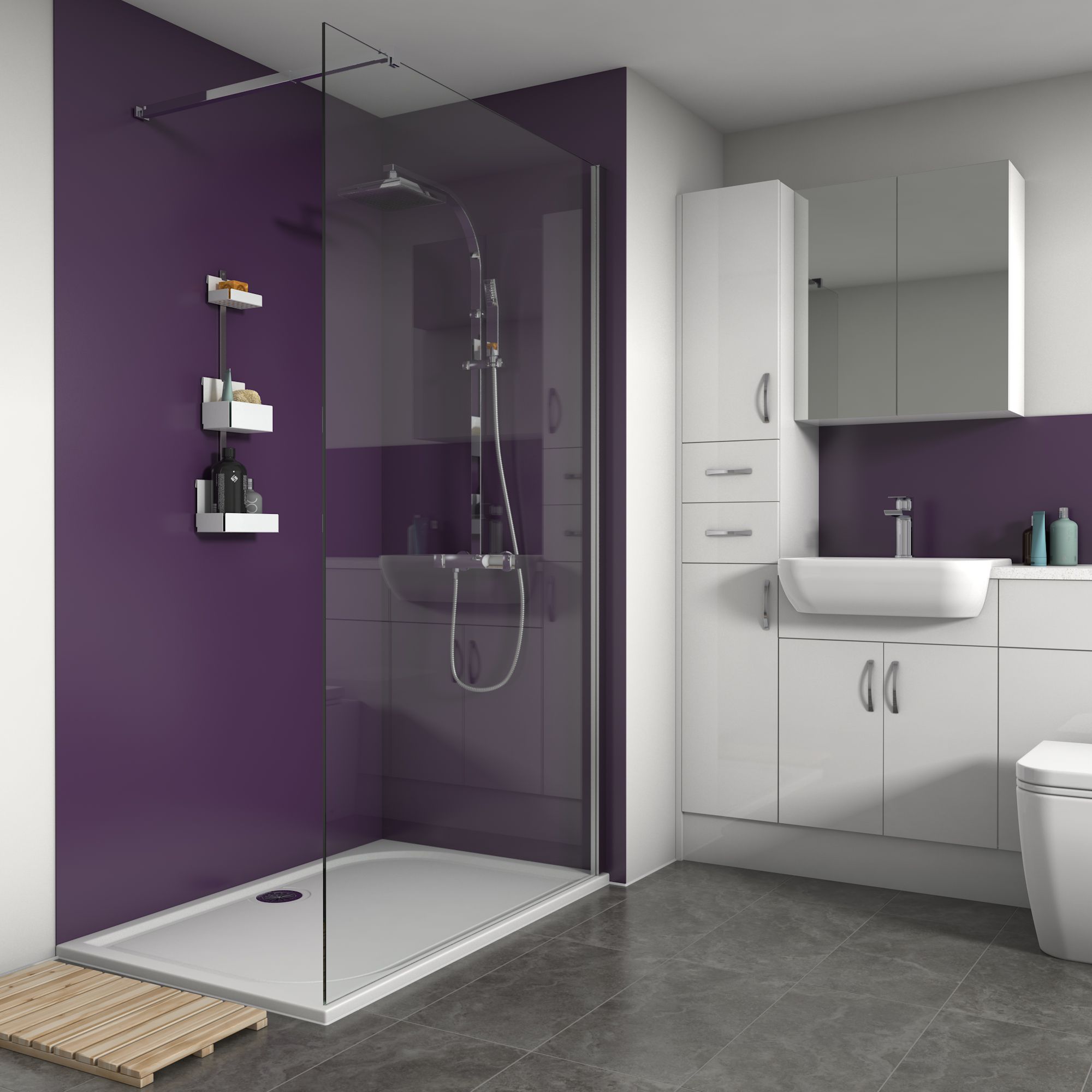 Splashwall 2 panel Acrylic Panel kit (L)2420mm (W)1200mm - Violet